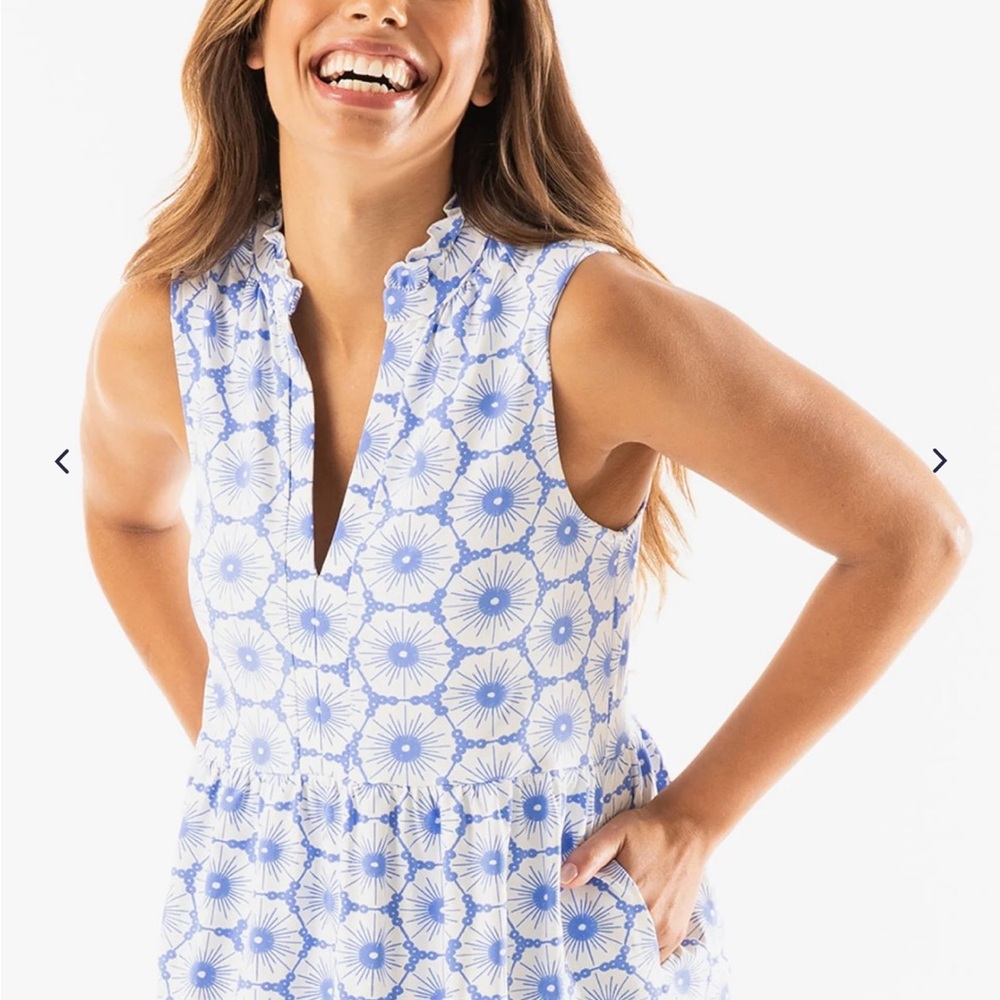 Mahi Gold - Blue Floral Sleeveless Lauren Dress, Size XS - Picture 4 of 11